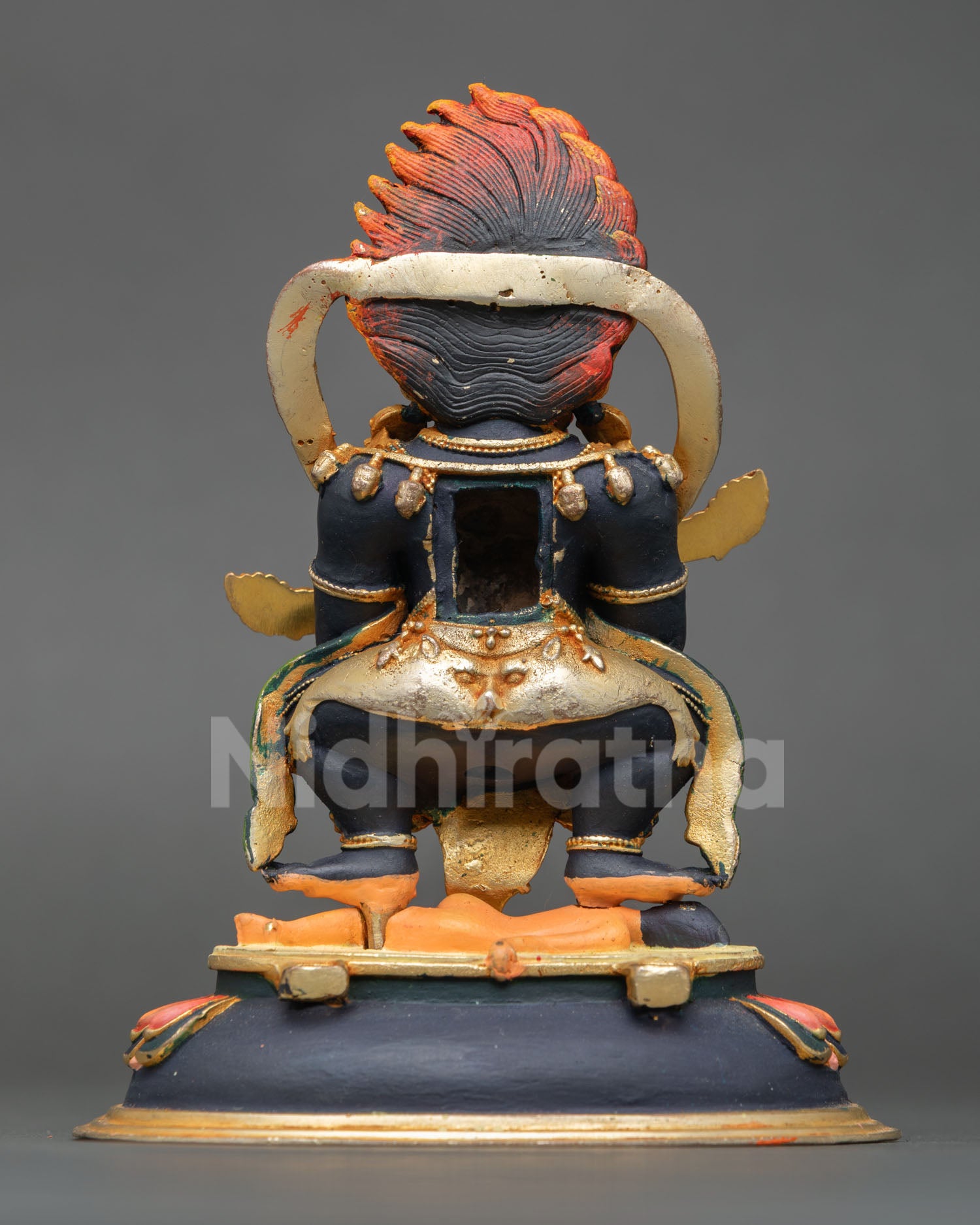 Back view of Nepalese Sakya Mahakala statue, Tantric Buddhist altar decor design