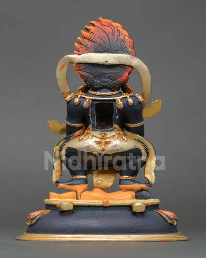 Back view of Nepalese Sakya Mahakala statue, Tantric Buddhist altar decor design