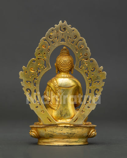 Back view of Amitabha Buddha statue handcrafted by newari artists from patan nepal.