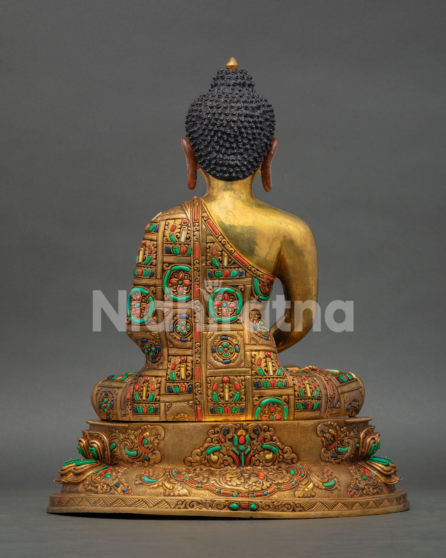 Back View of Amitabha Buddha Statue Showing Robe Details and Handcrafted Design
