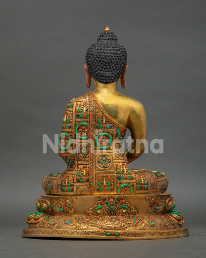 Back View of Amitabha Buddha Statue Showing Robe Details and Handcrafted Design