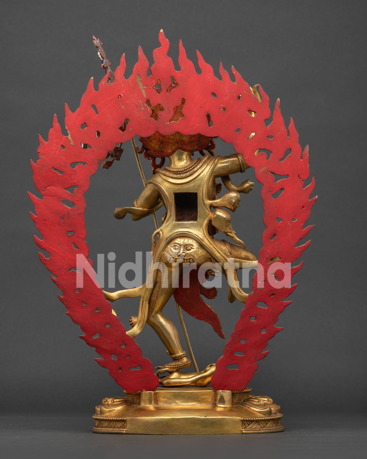 Back View of Authentic Nepalese Troma Nagmo Statue with Intricate Swirling Robes