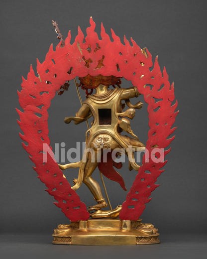Back View of Authentic Nepalese Troma Nagmo Statue with Intricate Swirling Robes