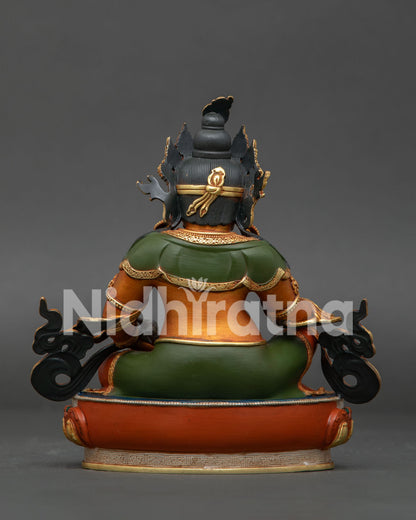 Back View of Dzambhala Statue Showing Detailed Robes and Traditional Craftsmanship