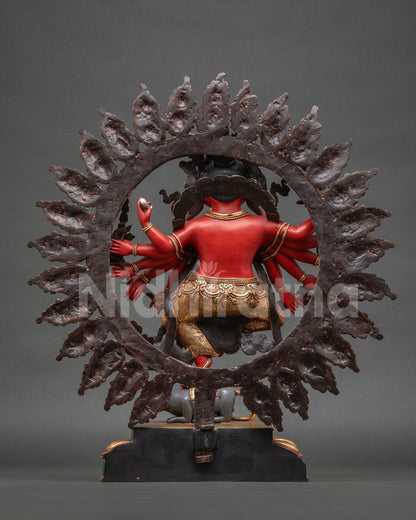 Back view of Ganesha statue showing halo structure and craftsmanship detail