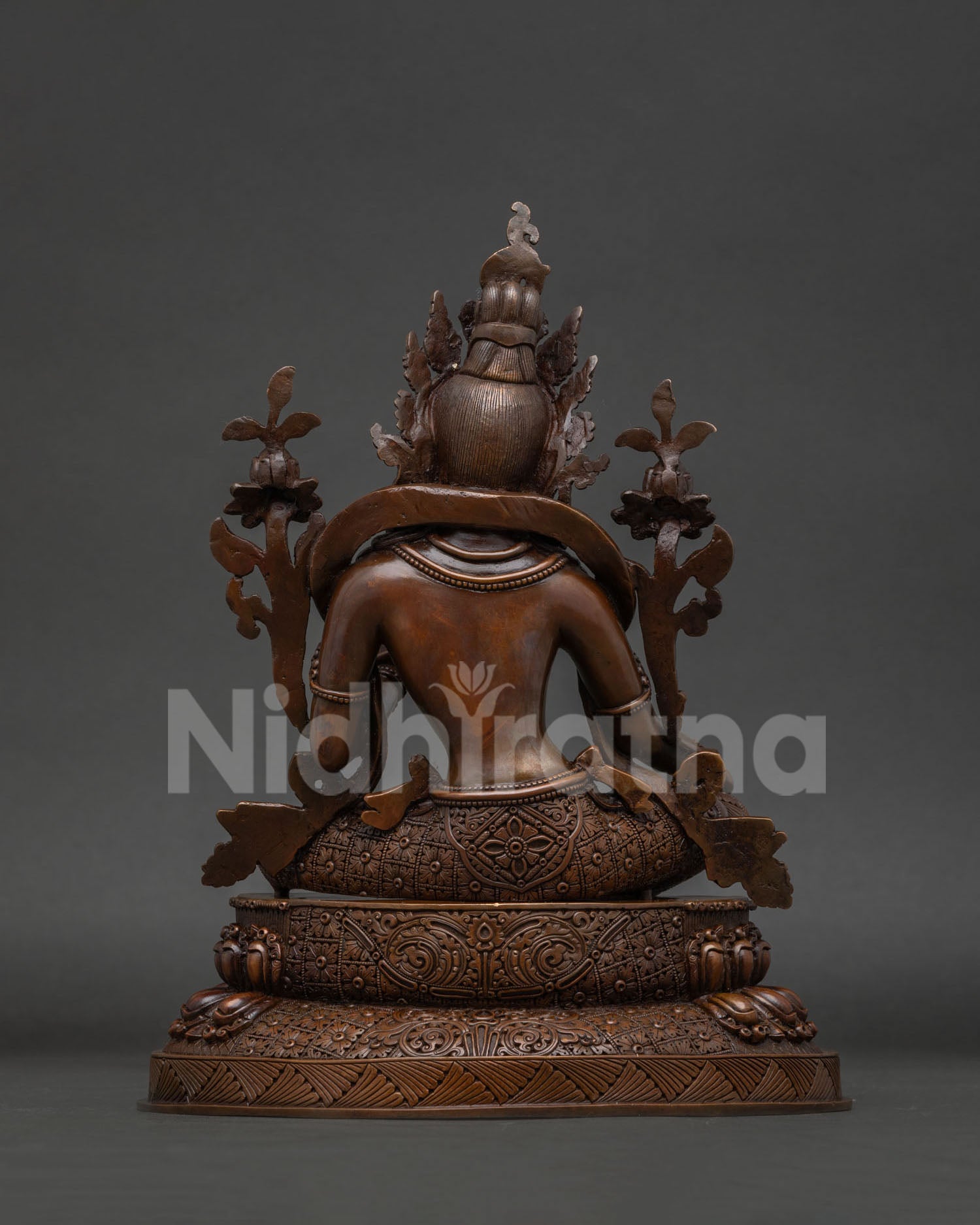 Back view of Green Tara statue handcrafted by newari artisans from patan nepal.
