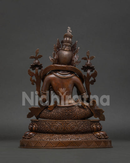 Back view of Green Tara statue handcrafted by newari artisans from patan nepal.