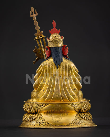 Back view of Guru Tsokye Dorje statue with intricate Nepalese craftsmanship