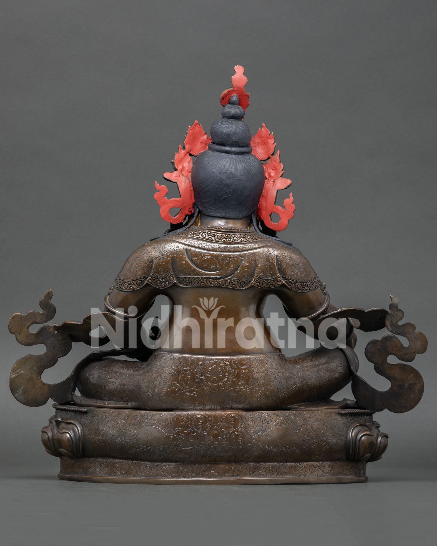 Back view of handcrafted Jambhala statue by Newari artisans from Patan Nepal