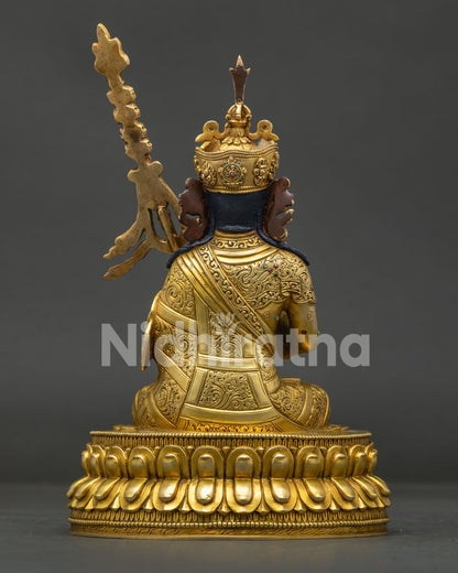 Back View of Handcrafted Tsokye Dorje Statue Showing Khatvanga and Intricate Nepalese Craftsmanship