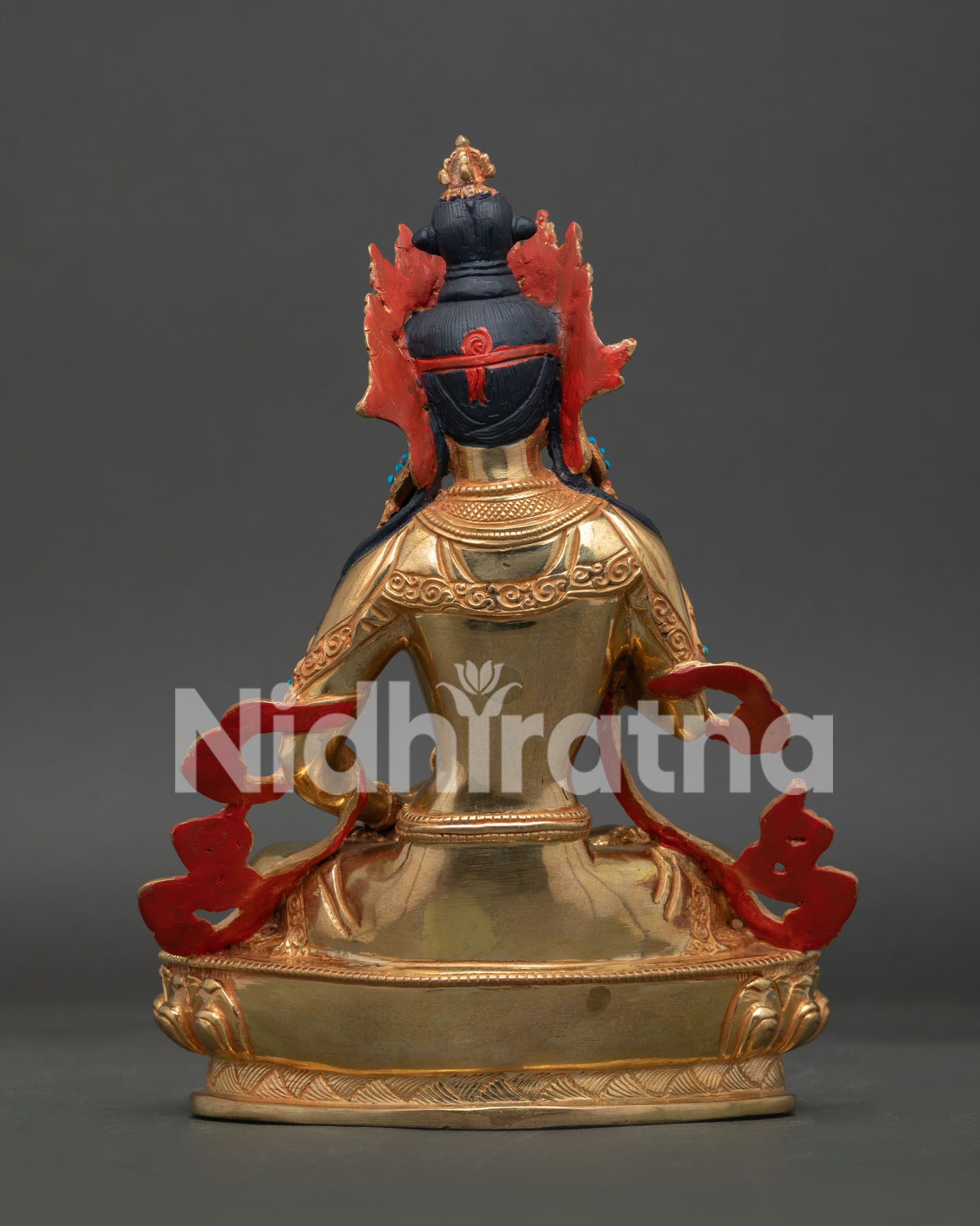 Back View of Handmade Copper Vajrasattva Statue with Fine Details