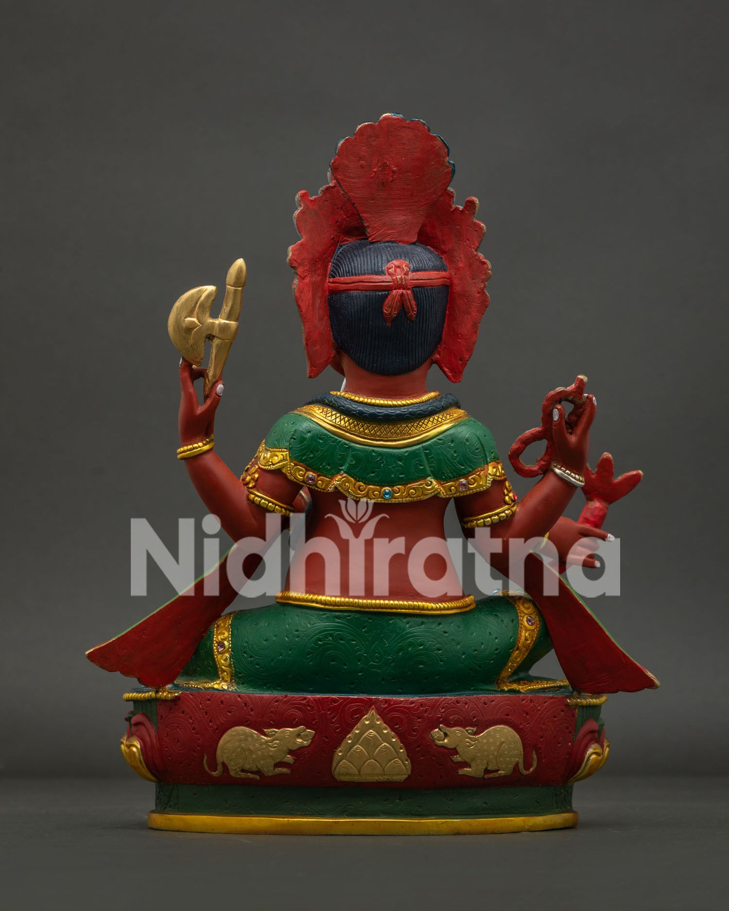 Back View of Handmade Ganesh Statue Showcasing Traditional Himalayan Craftsmanship