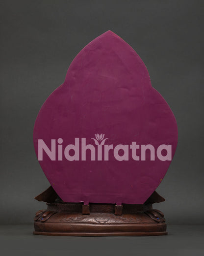 Back View of Handmade Ganesh Statue with Intricate Halo and Robe Details