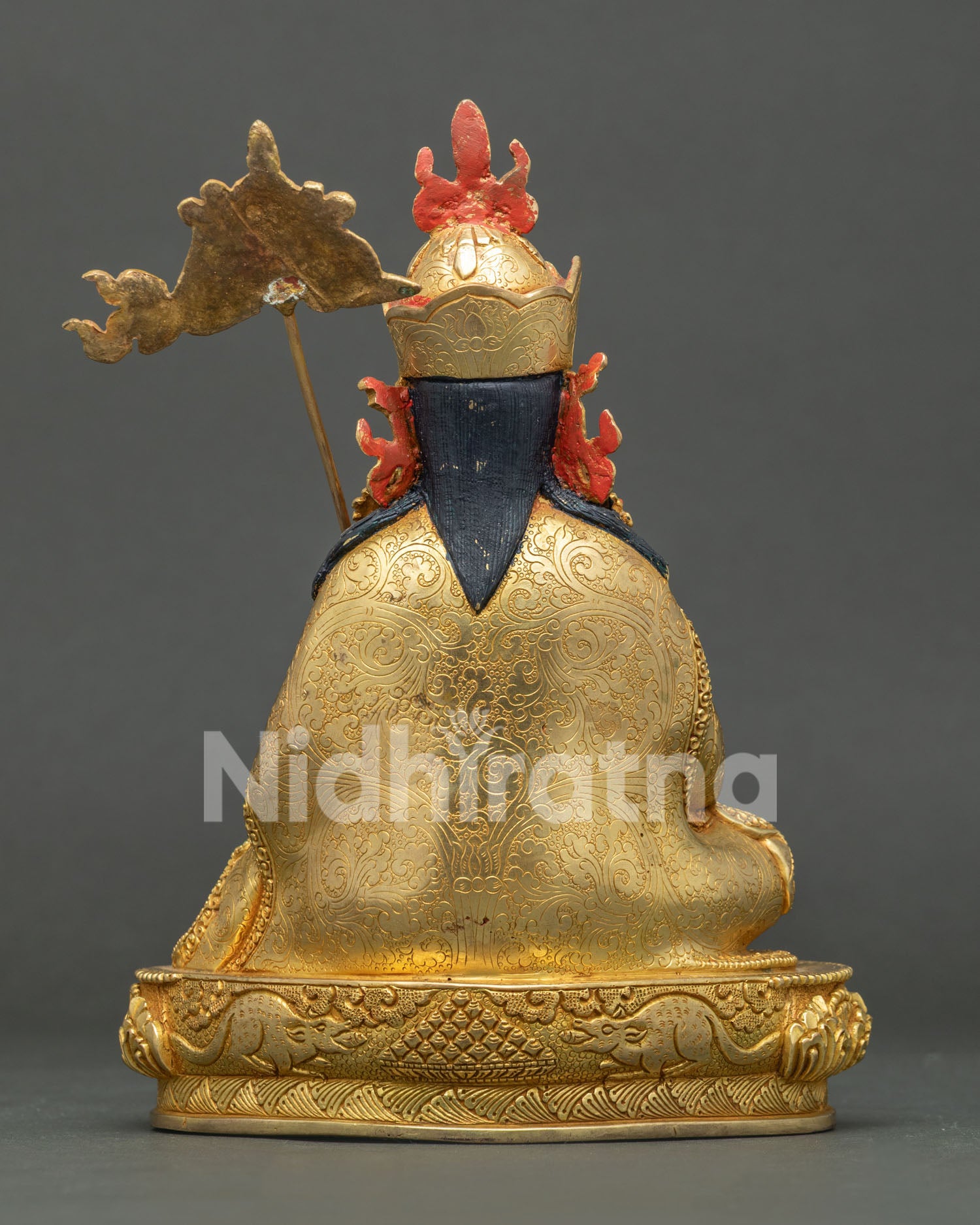 Back View of Handmade Guru Norla Statue Showcasing Sacred Buddhist Artistry