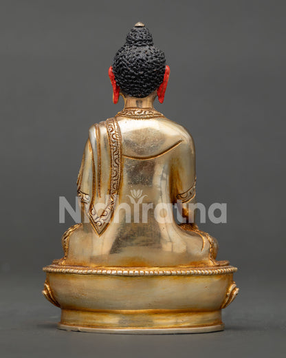 Back view of Handmade Shakyamuni Buddha Statue, crafted using lost-wax casting method