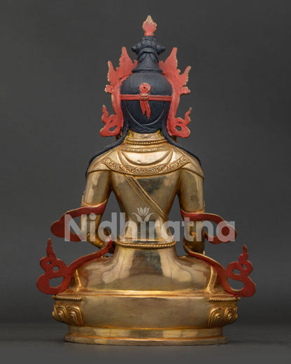 Back View of Himalayan Mitrugpa Statue, Handmade by Newari Artisans in Patan, Nepal