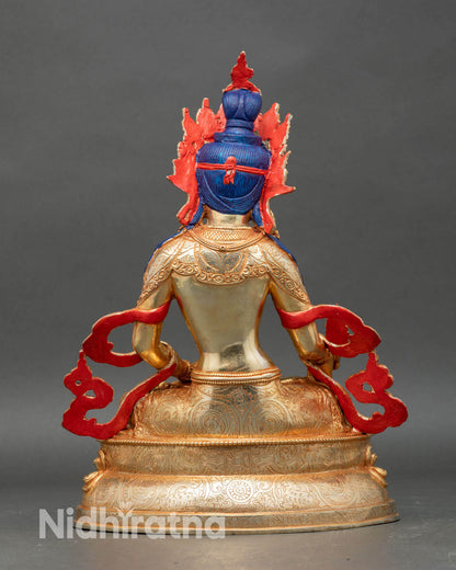 Back view of Kshitigarbha statue intricate robes and artisan craftsmanship
