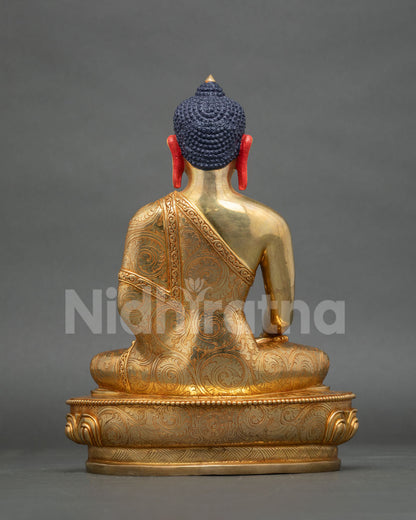 Back View of Mitrugpa Statue Showing Intricate Monk Robe and Lotus Pedestal Details