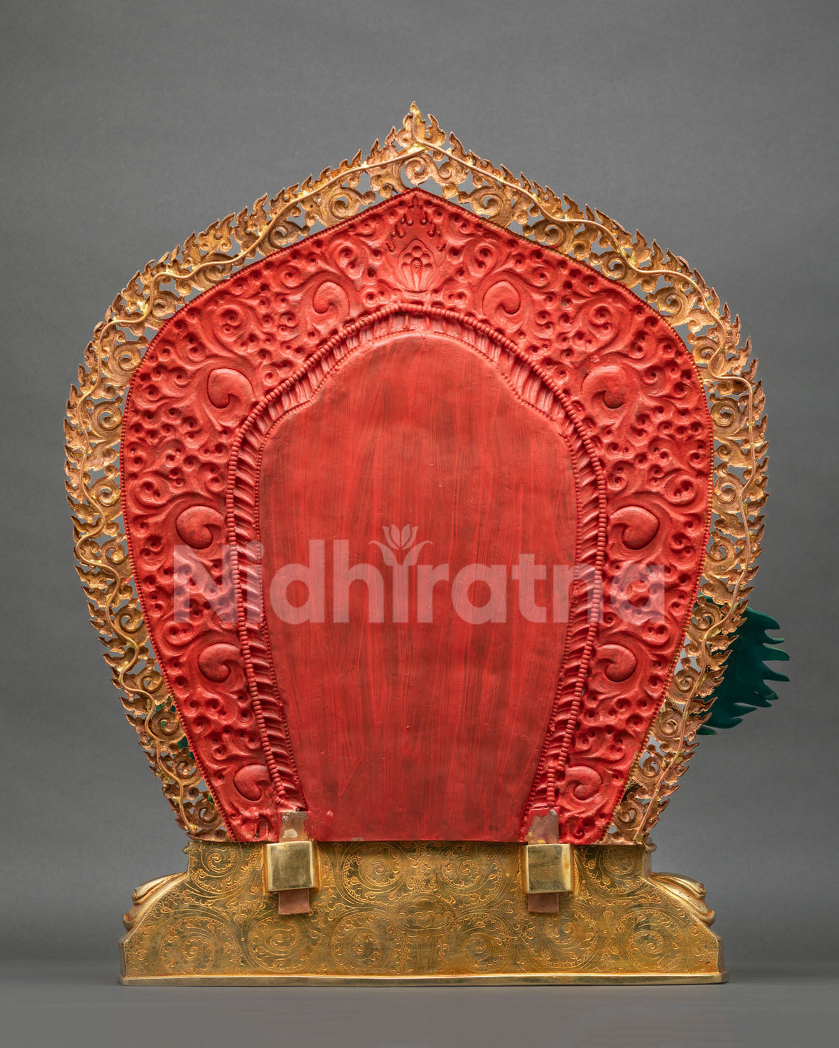 Back View of Namtoshe Statue, Halo with Hand Chased Scrollwork and Turquoise
