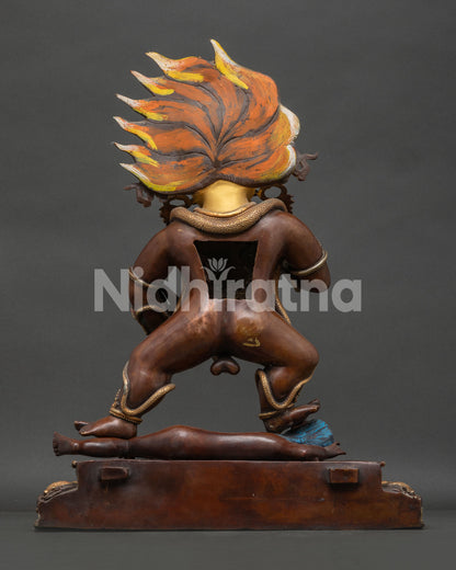 Back View of Nepalese Black Dzambhala Statue with Handcrafted Lost Wax Casting Details