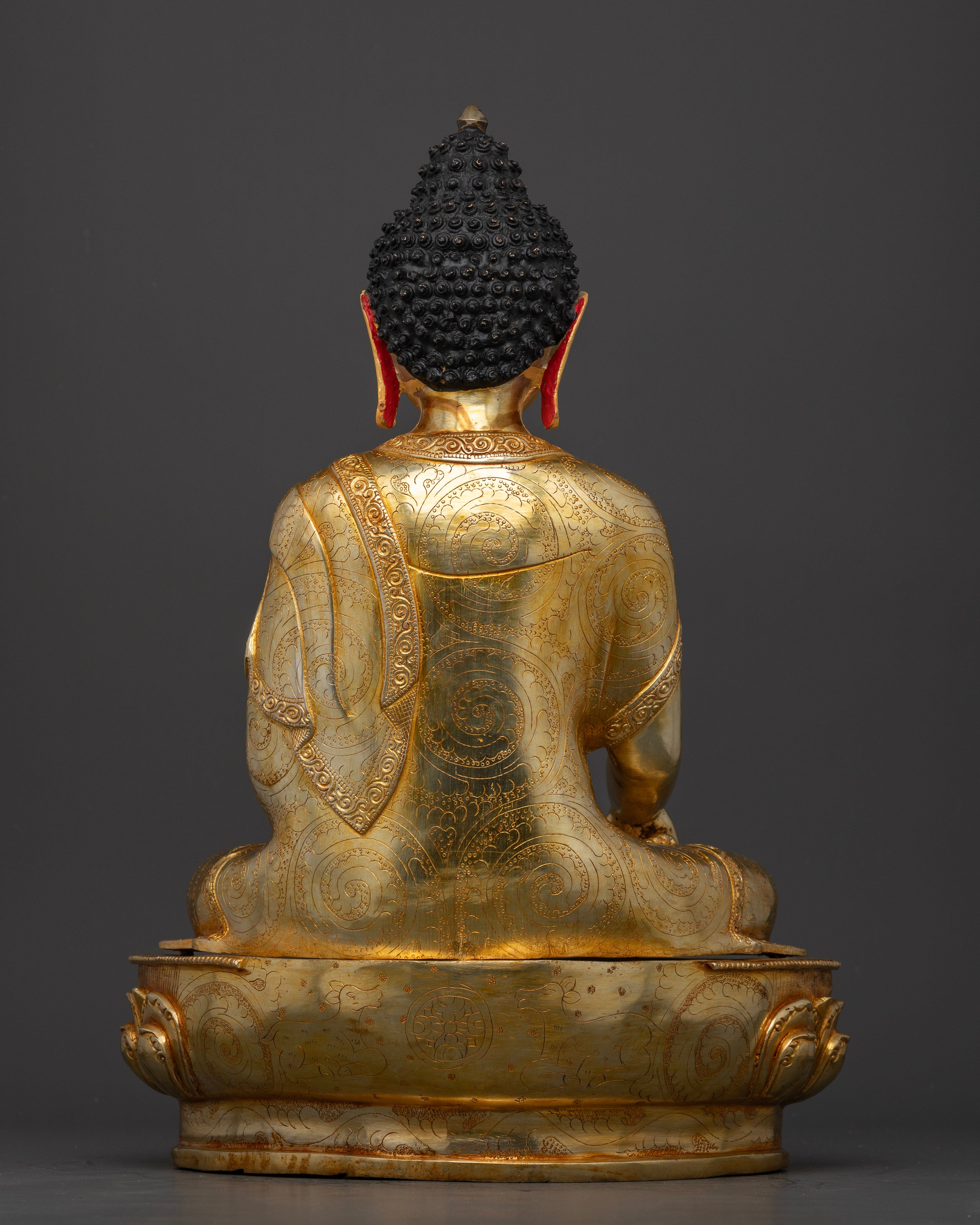 Back View of Nepalese Buddha Shakyamuni Statue with Traditional Lost Wax Craftsmanship