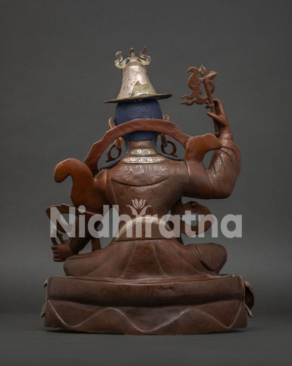 Back View of Nepalese King Gesar Copper Statue with Lost Wax Casting Craftsmanship