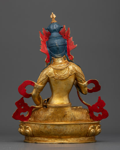 Back View of Nepalese Vajrasattva Statue with Lost Wax Casting Craftsmanship