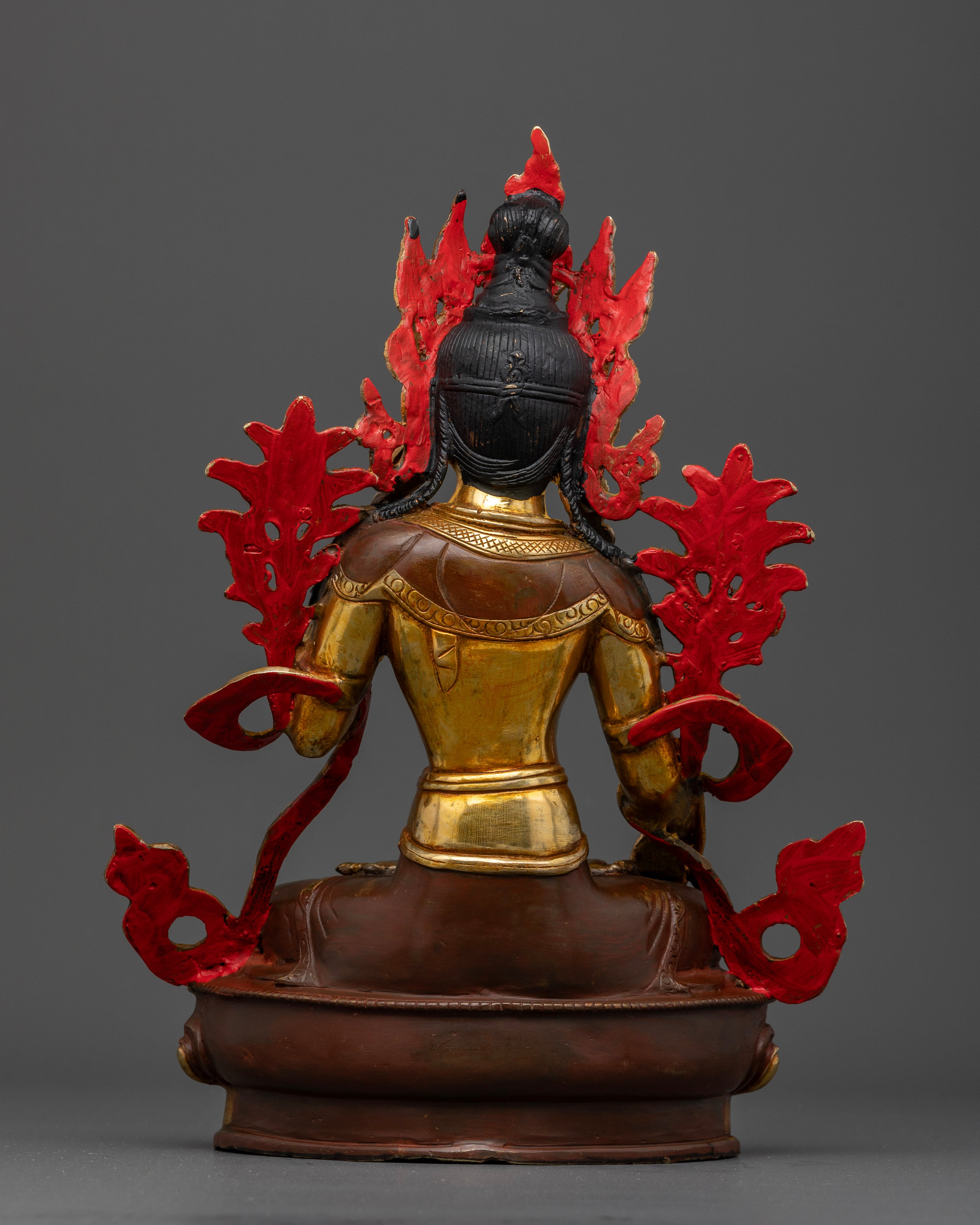 Back View of Nepalese White Tara Statue with Traditional Himalayan Craftsmanship