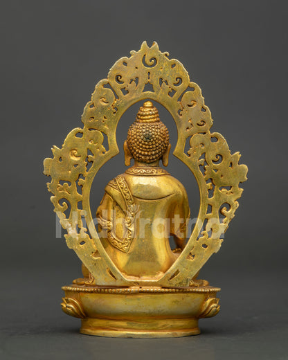 Back view of Shakyamuni Buddha statue handcrafted by newari artists from patan nepal.
