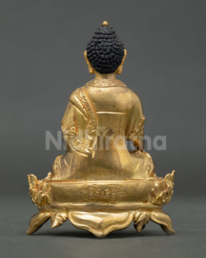 Back-View of Shakyamuni Buddha statue showing traditional Buddhist craftsmanship