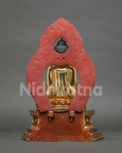 Back View of Shakyamuni Buddha Statue with Vividly Colored Halo