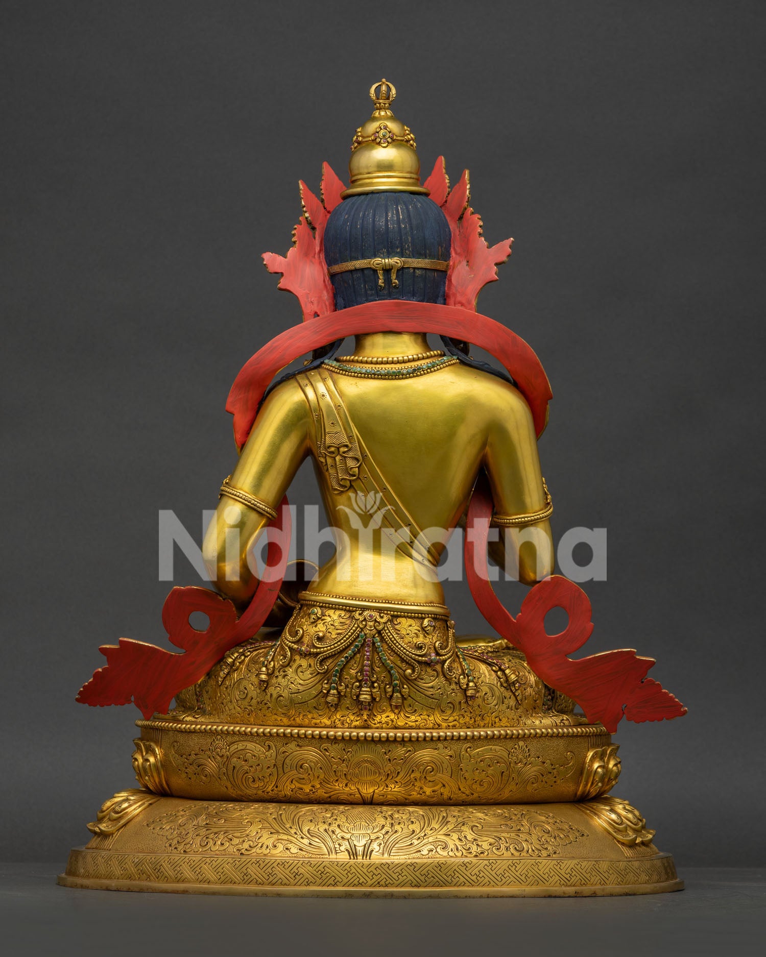 Back View of Vajrasattva Statue Featuring Detailed Robes and Sacred Back Ornamentations