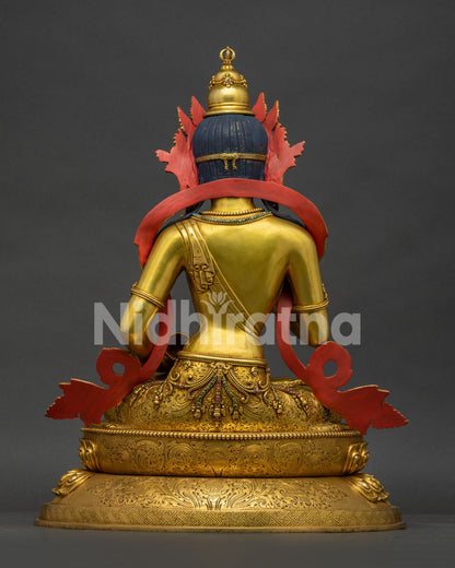Back View of Vajrasattva Statue Featuring Detailed Robes and Sacred Back Ornamentations