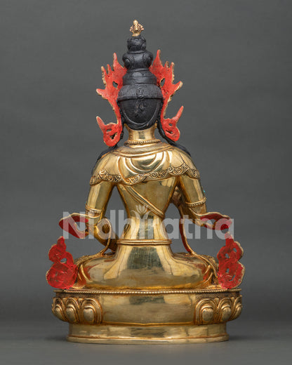 Back view of Vajrasattva Statue featuring intricate robes and engraved details