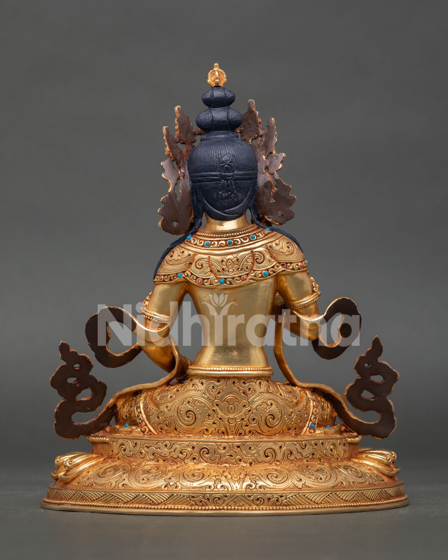 Back View of Vajrasattva Statue Lotus Seat and Ornate Details