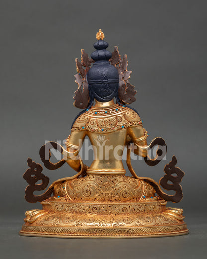 Back View of Vajrasattva Statue Lotus Seat and Ornate Details
