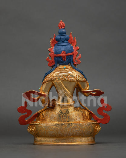 Back view of Vajrasattva Statue showcasing intricate Newari craftsmanship