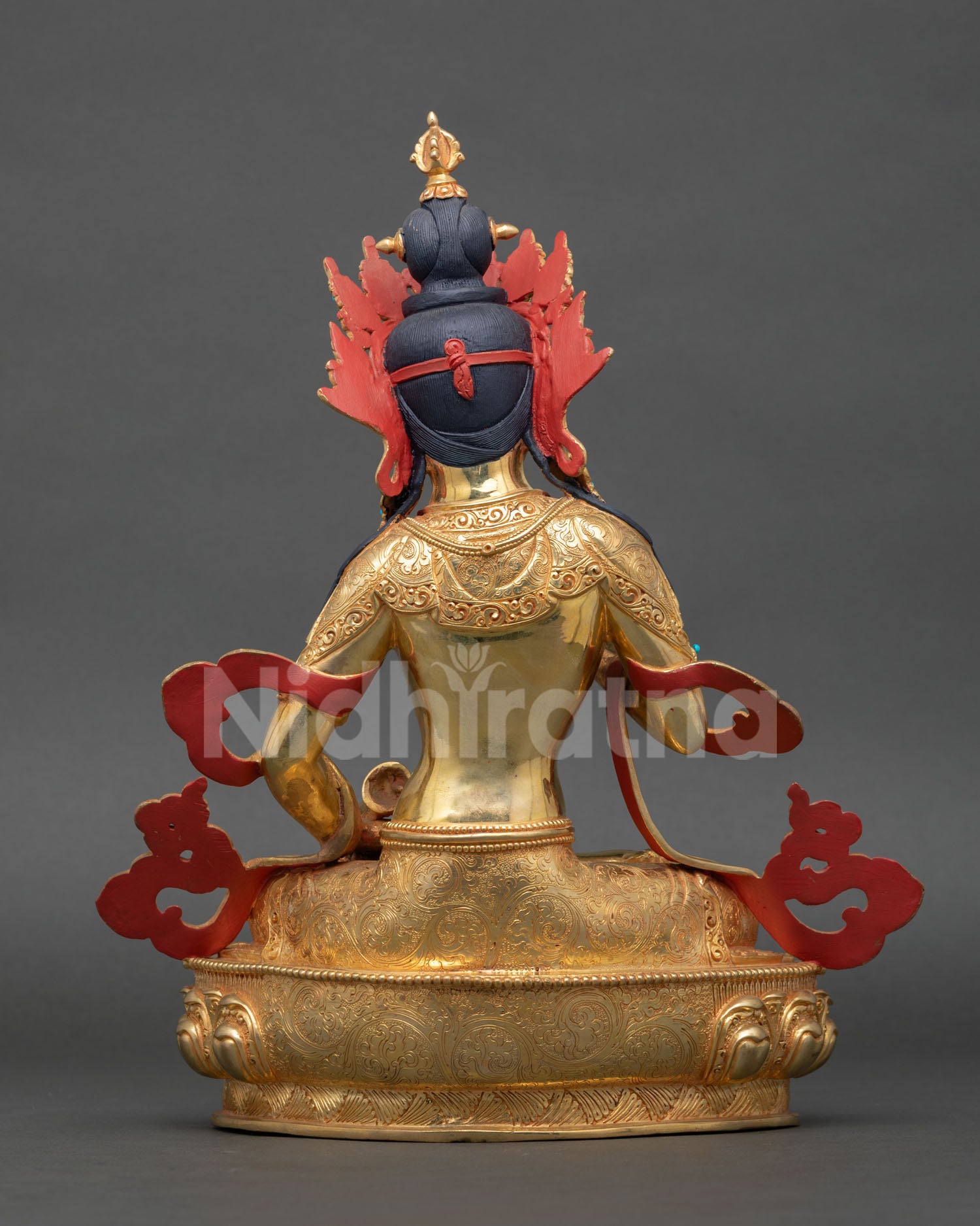 Back View of Vajrasattva Statue Showing Ornate Copper and Gold Details
