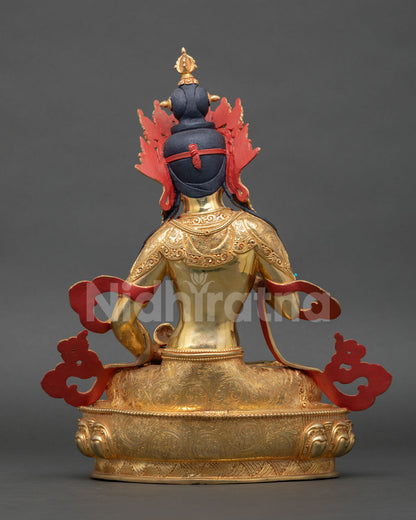 Back View of Vajrasattva Statue Showing Ornate Copper and Gold Details