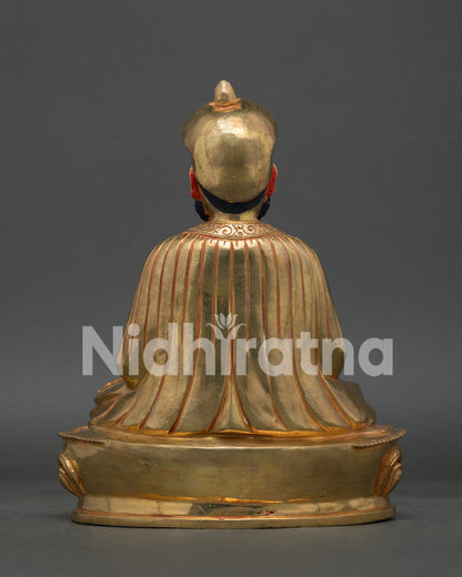 Back view of Zhabdrung Ngawang Namgyal Statue with intricate hand-carved details