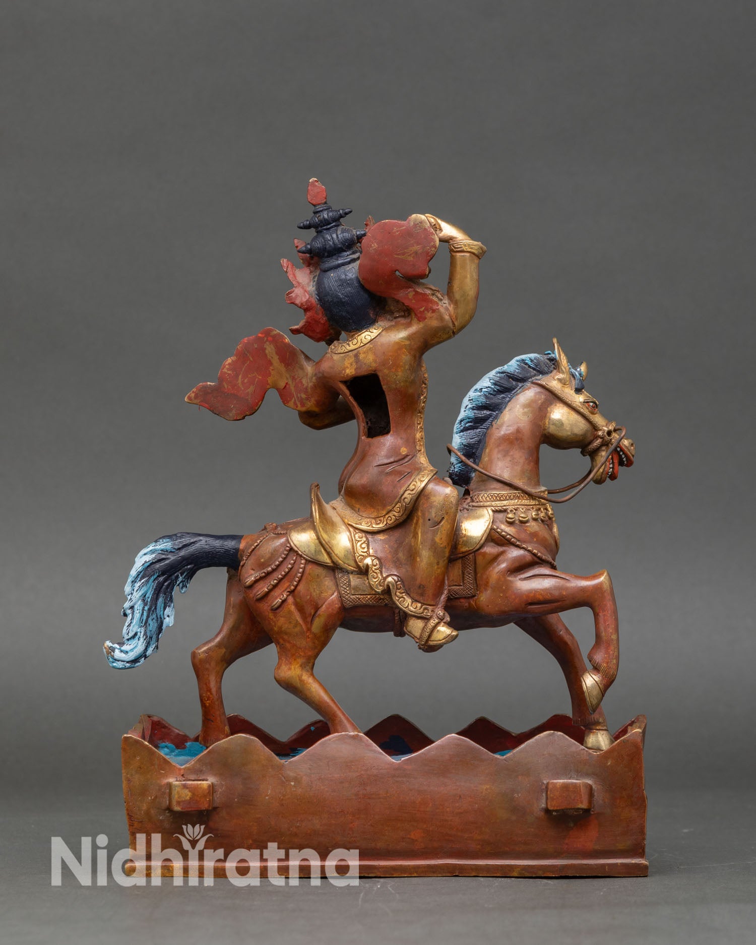 Back view of oxidized copper Achi Chokyi Drolma statue female dharmapala Tibetan Buddhist art handcrafted Newari artisans
