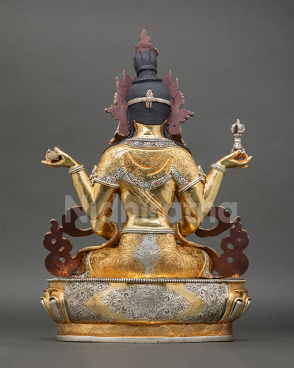 Back view of Prajnaparamita lotus seat statue Nepalese Buddhist spiritual decor