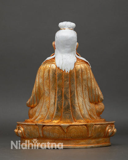 Back view Thangtong Gyalpo statue, full copper gold gilded Nepal