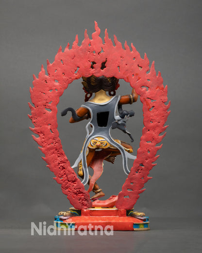 Back view Troma Nangmo statue lotus base subdued figure Nepal Himalayan Dakini sculpture home shrine spiritual decor