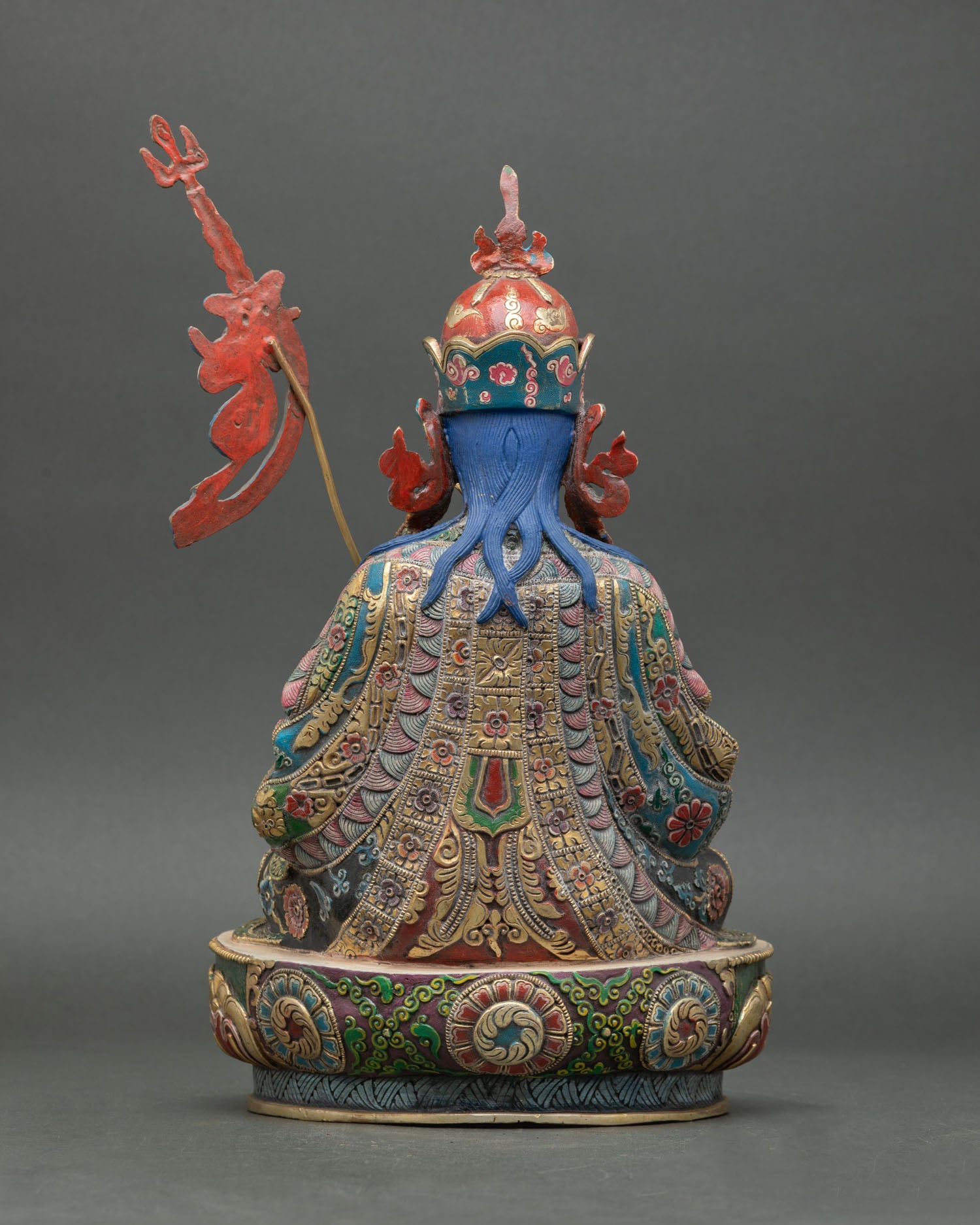 Back view of Tsokye Dorje statue Nepal handmade Vajrayana deity meditation altar ritual spiritual protection sculpture