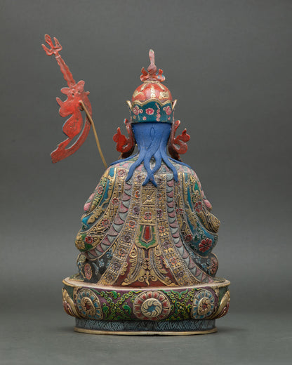 Back view of Tsokye Dorje statue Nepal handmade Vajrayana deity meditation altar ritual spiritual protection sculpture