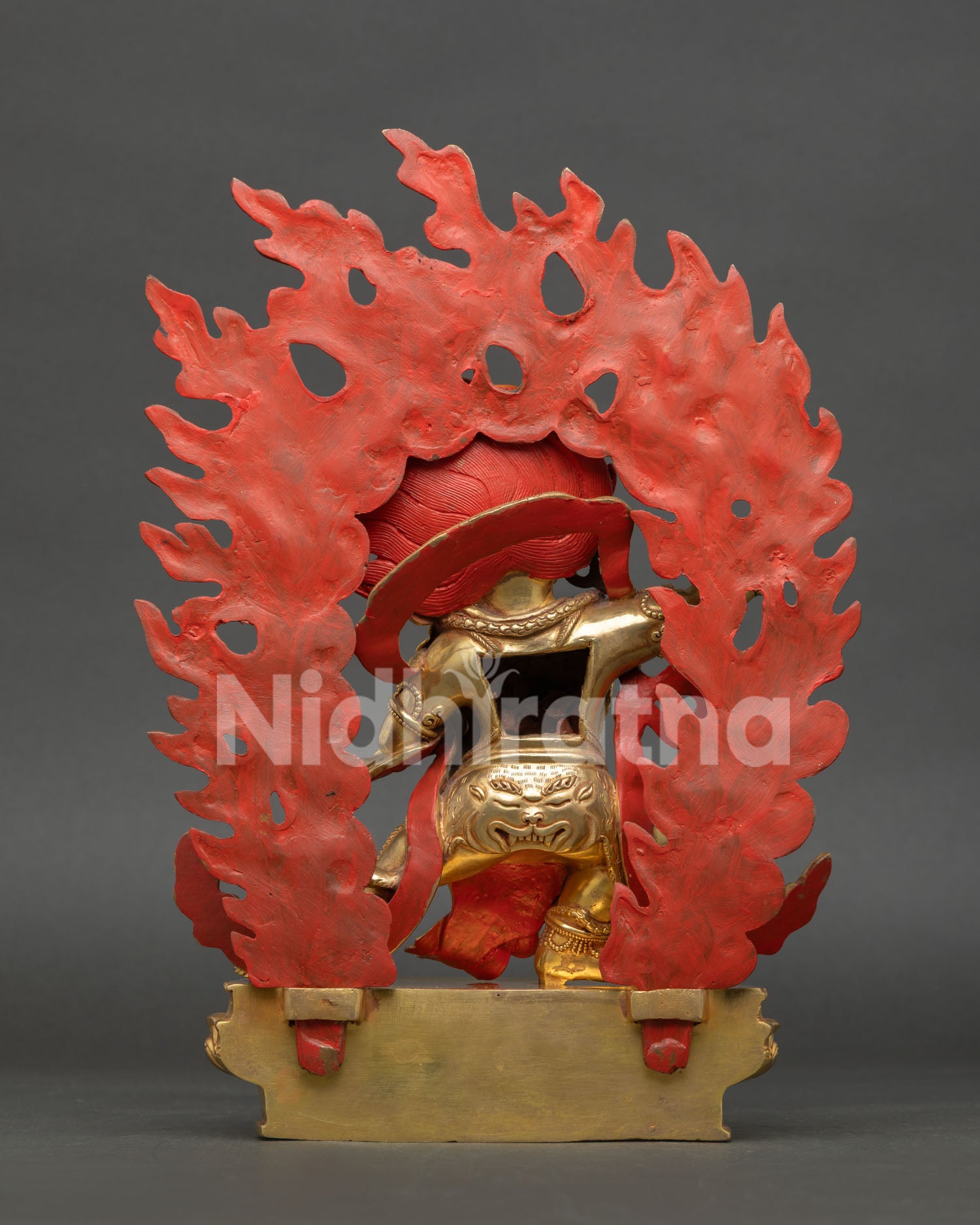 Back View Vajrapani Statue Lotus Seat and Flaming Halo Detail