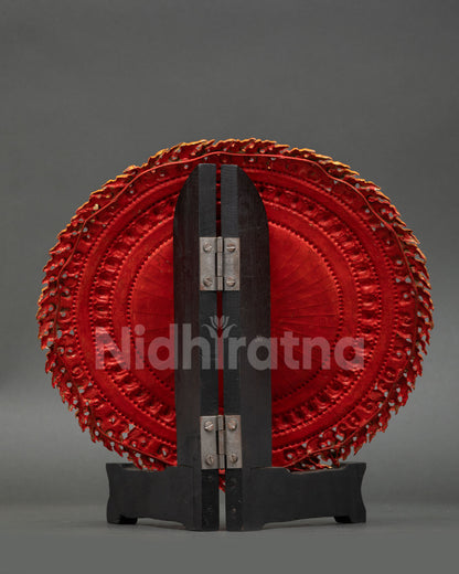 back view vajrayogini statue black wooden frame circular halo sacred buddhist art