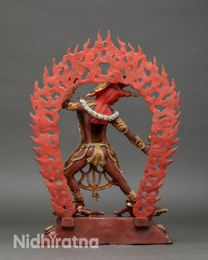 Back view of Vajrayogini statue showing intricate halo and detailed craftsmanship