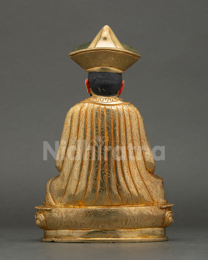back view zabdrung ngawang namgyal statue rear detail handcrafted copper statue